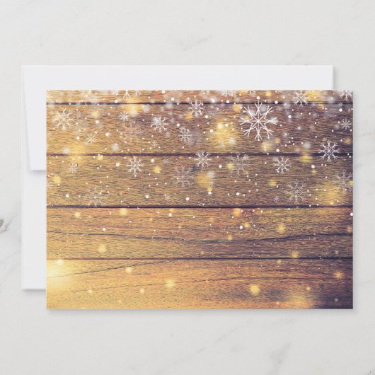 Vrolijk Kerstfeest Rustiek Hout Sneeuwvlokken Foto Feestdagenkaart (Achterkant)