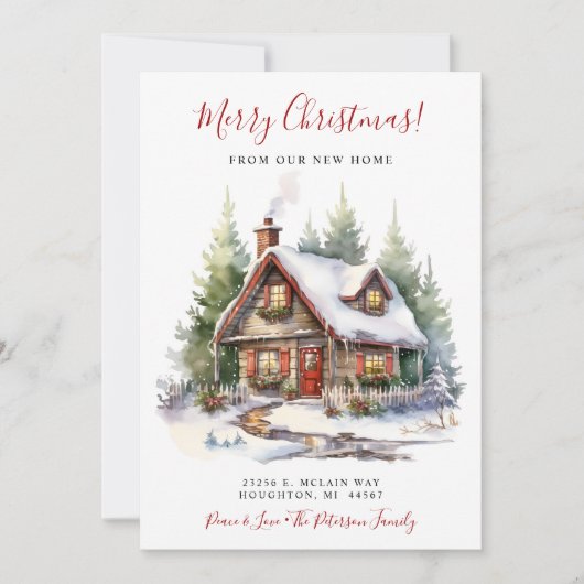 Vrolijk Kerstfeest Rustiek Nieuw Huis Verhuizen Aankondiging (Voorkant)