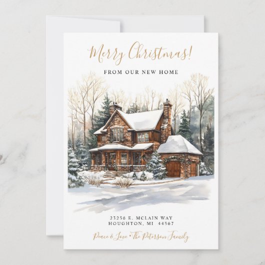 Vrolijk Kerstfeest Rustiek Nieuw Huis Verhuizen Aankondiging (Voorkant)