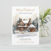 Vrolijk Kerstfeest Rustiek Nieuw Huis Verhuizen Aankondiging (Staand voorkant)