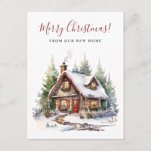 Vrolijk Kerstfeest Rustiek Nieuw Huis Verhuizen Aankondigingskaart (Voorkant)