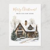 Vrolijk Kerstfeest Rustiek Nieuw Huis Verhuizen Aankondigingskaart (Voorkant)