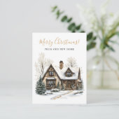 Vrolijk Kerstfeest Rustiek Nieuw Huis Verhuizen Aankondigingskaart (Staand voorkant)