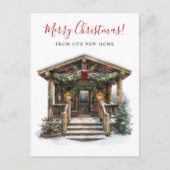 Vrolijk Kerstfeest Rustiek Nieuwe Huis Voordeur Be Aankondigingskaart (Voorkant)