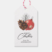 Vrolijk Kerstfeest Rustiek Ornament Custom Cadeaulabel (Voorkant)