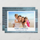 VROLIJK KERSTFEEST RUSTIEK STRAND HOUT FOTO FEESTDAGENKAART (Voorkant / Achterkant)