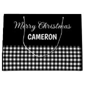 Vrolijk Kerstfeest Rustiek Zwart & Wit Buffalo Pla Groot Cadeauzakje (Voorkant)