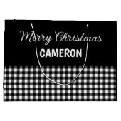 Vrolijk Kerstfeest Rustiek Zwart & Wit Buffalo Pla Groot Cadeauzakje (Achterkant)
