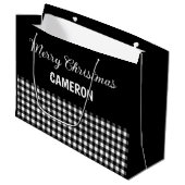Vrolijk Kerstfeest Rustiek Zwart & Wit Buffalo Pla Groot Cadeauzakje (Voorkant Gekanteld)
