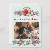 Vrolijk Kerstfeest rustieke bloemenfotocollage Feestdagenkaart (Voorkant)