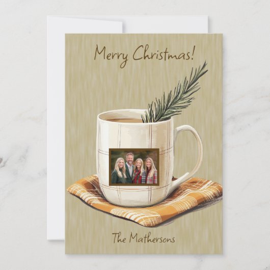 Vrolijk Kerstfeest Rustieke Foto Mok Flat Holiday  Feestdagenkaart (Voorkant)