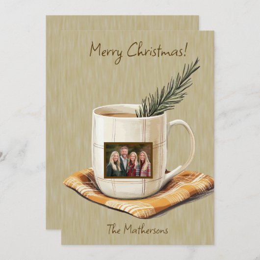 Vrolijk Kerstfeest Rustieke Foto Mok Flat Holiday Feestdagenkaart (Voorkant / Achterkant)