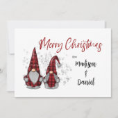 Vrolijk Kerstfeest Rustieke Gnomen in Rode Buffel  Feestdagenkaart (Voorkant)