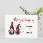 Vrolijk Kerstfeest Rustieke Gnomen in Rode Buffel  Feestdagenkaart (Staand voorkant)