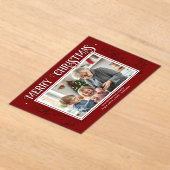 Vrolijk kerstfeest rustieke rode familie foto acryl uitnodigingen (Laagn)