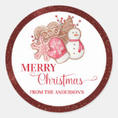 Vrolijk Kerstfeest Rustieke Vakantie Gingerbread C Ronde Sticker (Voorkant)