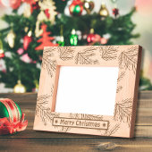 Vrolijk Kerstfeest rustieke vakantiefoto houten ge Gegraveerde Lijstjes