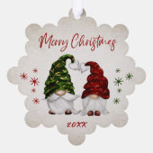 Vrolijk Kerstfeest Rustieke Waterverf Gnomes Vakan Ornament Kaart (Achterkant)