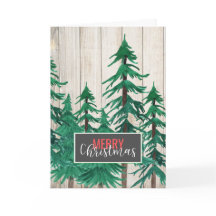 Vrolijk Kerstfeest Rustieke Waterverf Pine Trees