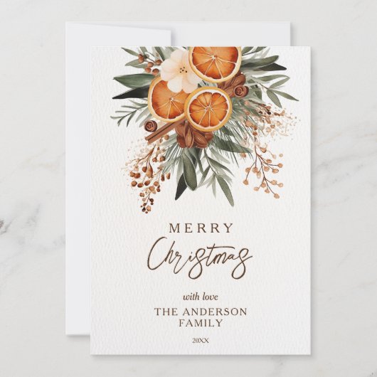 Vrolijk kerstfeest rustieke winter botanische groe feestdagenkaart (Voorkant)