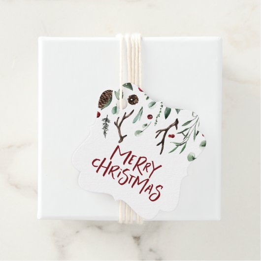 vrolijk kerstfeest | Rustieke winter groen Berry Bedankjes Labels (In situ)