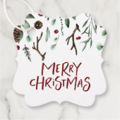 vrolijk kerstfeest | Rustieke winter groen Berry Bedankjes Labels (Voorkant)