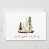 Vrolijk kerstfeest | Rustige kaarsen met pijnbomen Feestdagenkaart (Voorkant)