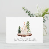 Vrolijk kerstfeest | Rustige kaarsen met pijnbomen Feestdagenkaart (Staand voorkant)