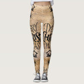 Vrolijk kerstfeest Rustisch hout Leggings (Voorkant)