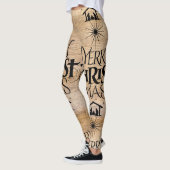 Vrolijk kerstfeest Rustisch hout Leggings (Links)