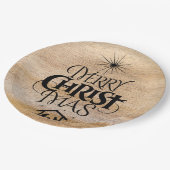 Vrolijk kerstfeest Rustisch hout Papieren Bordje (Gekanteld)