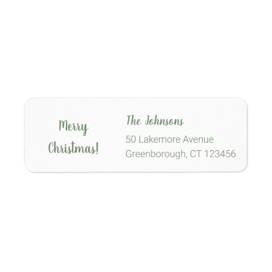 Vrolijk Kerstfeest Sage Groene Familienaam Adres Etiket (Voorkant)