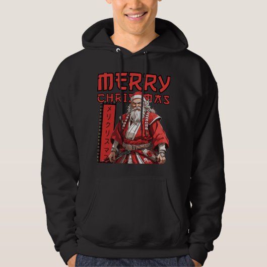 Vrolijk Kerstfeest Samurai Santa voor Hem Hoodie (Voorkant)