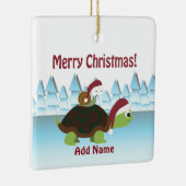 Vrolijk kerstfeest! San Turtle en Santa Snagel Keramisch Ornament (Rechts)
