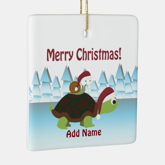 Vrolijk kerstfeest! San Turtle en Santa Snagel Keramisch Ornament (Rechts)