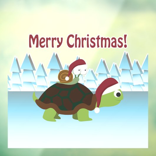 Vrolijk kerstfeest! San Turtle en Santa Snagel  Raamsticker (Vel 3)