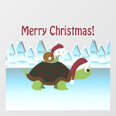 Vrolijk kerstfeest! San Turtle en Santa Snagel  Raamsticker (Vel)