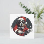 Vrolijk Kerstfeest Santa Bernese Mountaindog Fiets Feestdagenkaart (Staand voorkant)