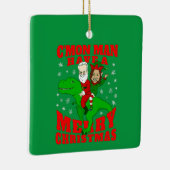 vrolijk kerstfeest santa biden kamala harris dinos keramisch ornament (Rechts)