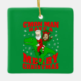 vrolijk kerstfeest santa biden kamala harris dinos keramisch ornament