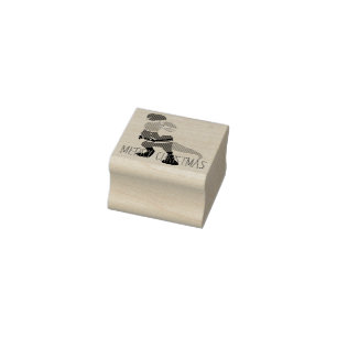 Vrolijk Kerstfeest, Santa Claus Dinosaurus Karakte Rubberstempel