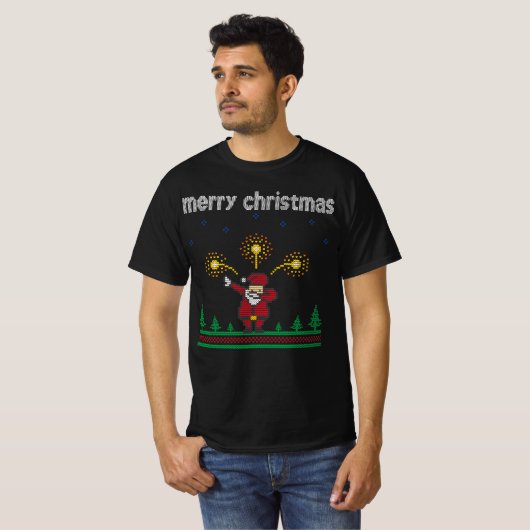 vrolijk kerstfeest santa claus Ugly KerstSweater T-shirt (Voorkant volledig)