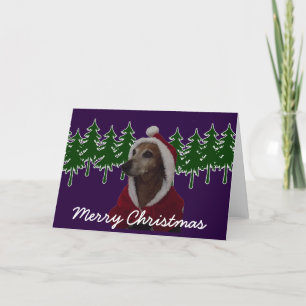 Vrolijk kerstfeest Santa Dachsund Feestdagen Kaart