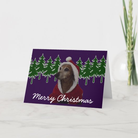 Vrolijk kerstfeest Santa Dachsund Feestdagen Kaart (Voorkant)