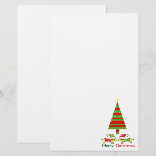Vrolijk Kerstfeest (Santa Dogs) Briefpapier (Voorkant / Achterkant)