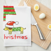 Vrolijk Kerstfeest (Santa Dogs) Theedoek (Quarter Fold)