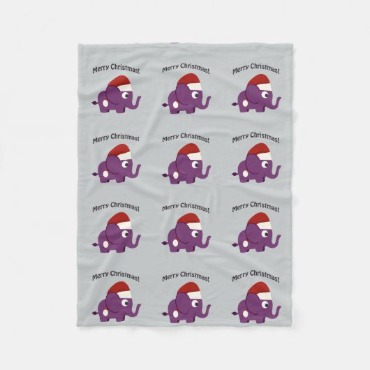 Vrolijk kerstfeest! Santa Elephant Fleece Deken (Voorkant)
