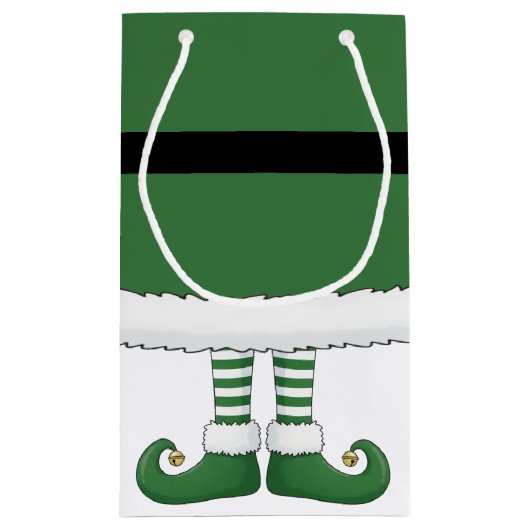Vrolijk Kerstfeest Santa Elf Holiday Green Klein Cadeauzakje (Achterkant)