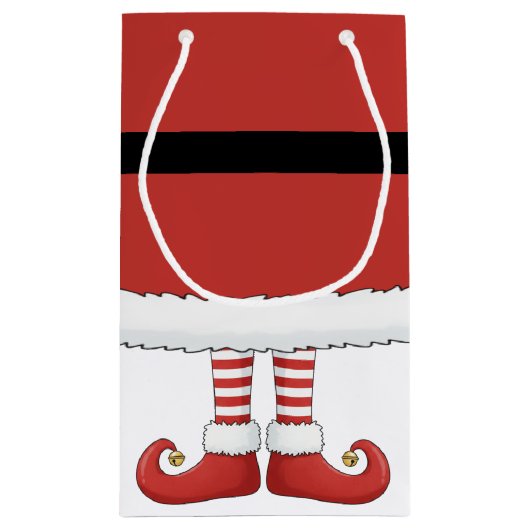 Vrolijk Kerstfeest Santa Elf Vakantie Rood Klein Cadeauzakje (Achterkant)