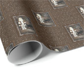 Vrolijk Kerstfeest - Santa en Moose - Bruin Cadeaupapier (Rol Hoek)